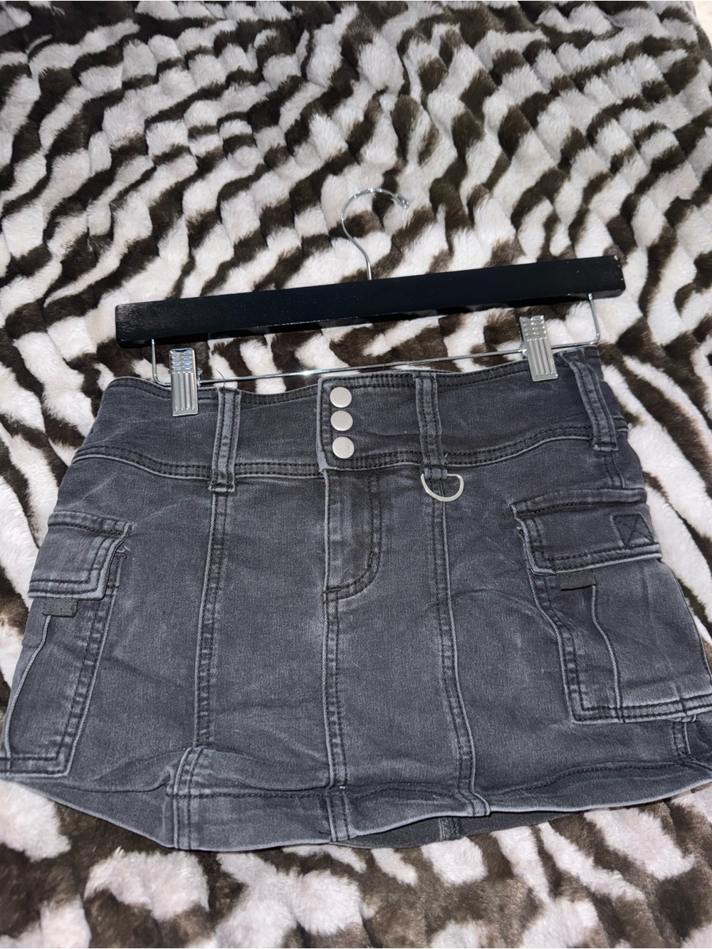 Bdg Charcoal Utility Mini Skirt with Button Front - Picture 1 of 3